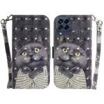 For Samsung Galaxy M33 5G 3D Colored Horizontal Flip Leather Phone Case(Hug Cat)