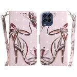 For Samsung Galaxy M53 5G 3D Colored Horizontal Flip Leather Phone Case(Butterfly High-heeled)