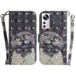 For Xiaomi 12 Pro 3D Colored Horizontal Flip Leather Phone Case(Hug Cat)