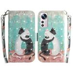 For Xiaomi 12 Pro 3D Colored Horizontal Flip Leather Phone Case(Black White Cat)