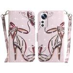 For Xiaomi 12 / 12X 3D Colored Horizontal Flip Leather Phone Case(Butterfly High-heeled)