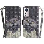 For Xiaomi 12 / 12X 3D Colored Horizontal Flip Leather Phone Case(Hug Cat)