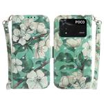 For Xiaomi Poco M4 Pro 3D Colored Horizontal Flip Leather Phone Case(Watercolor Flower)
