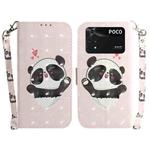 For Xiaomi Poco M4 Pro 3D Colored Horizontal Flip Leather Phone Case(Heart Panda)