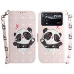 For Xiaomi Poco X4 Pro 5G 3D Colored Horizontal Flip Leather Phone Case(Heart Panda)