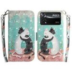 For Xiaomi Poco X4 Pro 5G 3D Colored Horizontal Flip Leather Phone Case(Black White Cat)