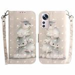 For Xiaomi 12 Lite 3D Colored Horizontal Flip Leather Phone Case(Squirrels)