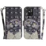 For Xiaomi Redmi 10C 3D Colored Horizontal Flip Leather Phone Case(Hug Cat)