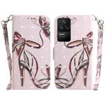 For Xiaomi Redmi K40S 3D Colored Horizontal Flip Leather Phone Case(Butterfly High-heeled)