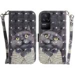 For Xiaomi Redmi K40S 3D Colored Horizontal Flip Leather Phone Case(Hug Cat)