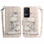 For Xiaomi Redmi K40S 3D Colored Horizontal Flip Leather Phone Case(Squirrels)