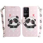 For Xiaomi Redmi K40S 3D Colored Horizontal Flip Leather Phone Case(Heart Panda)