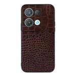 For OPPO Reno8 Pro+ 5G China / 8 Pro 5G Foreign Crocodile Top Layer Cowhide Leather Phone Case(Coffee)