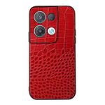 For OPPO Reno8 Crocodile Top Layer Cowhide Leather Phone Case(Red)