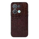 For OPPO Reno8 Crocodile Top Layer Cowhide Leather Phone Case(Coffee)