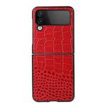 For Samsung Galaxy Z Flip4 Crocodile Top Layer Cowhide Leather Phone Case(Red)