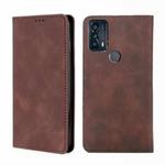 For TCL 20B-6159K Skin Feel Magnetic Horizontal Flip Leather Phone Case(Dark Brown)