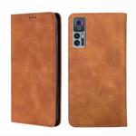 For TCL 30 5G / 30+ 5G Skin Feel Magnetic Horizontal Flip Leather Phone Case(Light Brown)