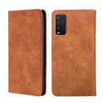 For TCL 205 Skin Feel Magnetic Horizontal Flip Leather Phone Case(Light Brown)