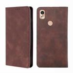 For Kyocera KY-51B Skin Feel Magnetic Horizontal Flip Leather Phone Case(Dark Brown)