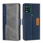 For Motorola Moto G Stylus 2022 Contrast Color Side Buckle Leather Phone Case(Blue + Grey)