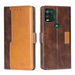 For Motorola Moto G Stylus 2022 Contrast Color Side Buckle Leather Phone Case(Dark Brown + Gold)