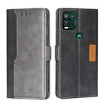 For Motorola Moto G Stylus 2022 Contrast Color Side Buckle Leather Phone Case(Black + Grey)