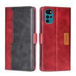 For Motorola Moto G22 Contrast Color Side Buckle Leather Phone Case(Red + Black)