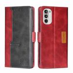 For Motorola Moto G52 4G/G82 5G Contrast Color Side Buckle Leather Phone Case(Red + Black)