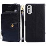 For Motorola Moto E32 Zipper Bag Leather Phone Case(Black)
