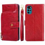 For Motorola Moto G22 Zipper Bag Leather Phone Case(Red)