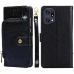 For OPPO Find X5 Pro Zipper Bag Leather Phone Case(Black)