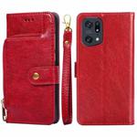 For OPPO Find X5 Pro Zipper Bag Leather Phone Case(Red)