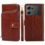 For OPPO K10 5G Zipper Bag Leather Phone Case(Brown)