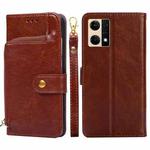 For OPPO Reno7 4G/F21 Pro 4G Zipper Bag Leather Phone Case(Brown)