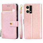 For OPPO Reno7 4G/F21 Pro 4G Zipper Bag Leather Phone Case(Rose Gold)