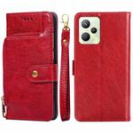 For OPPO Realme C35 Zipper Bag Leather Phone Case(Red)