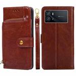 For vivo iQOO 9 5G Zipper Bag Leather Phone Case(Brown)
