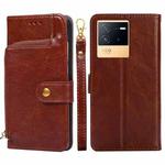 For vivo IQOO Neo6 5G Zipper Bag Leather Phone Case(Brown)