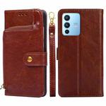 For vivo S12 Pro/V23 Pro Zipper Bag Leather Phone Case(Brown)