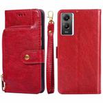 For vivo Y55s 5G Zipper Bag Leather Phone Case(Red)