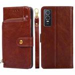 For vivo Y76s China/Y74s Zipper Bag Leather Phone Case(Brown)