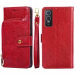 For vivo Y76s China/Y74s Zipper Bag Leather Phone Case(Red)