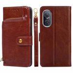 For Huawei nova 9 SE 4G Zipper Bag Leather Phone Case(Brown)