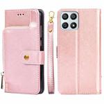 For Honor X30i Zipper Bag Leather Phone Case(Rose Gold)