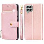 For Samsung Galaxy M33 5G Zipper Bag Leather Phone Case(Rose Gold)