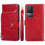 For Xiaomi Redmi K50/Redmi K50 Pro Zipper Bag Leather Phone Case(Red)