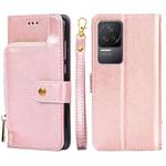 For Xiaomi Redmi K50/Redmi K50 Pro Zipper Bag Leather Phone Case(Rose Gold)