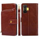 For Xiaomi Redmi K50 Gaming/Poco F4 GT Zipper Bag Leather Phone Case(Brown)