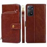 For Xiaomi Redmi Note 11 Pro Global/Redmi Note 11S Pro 5G Global Zipper Bag Leather Phone Case(Brown)